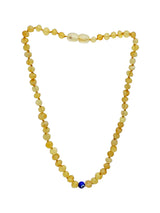 Yellow Amber + Evil Eye Big Kid Necklace