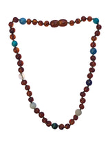 Amber + Blue/Green Gemstone Baby Necklace
