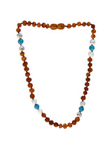 Amber + Howlite/Aquamarine Big Kids Necklace