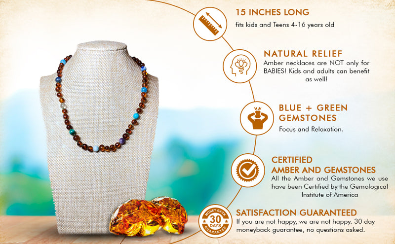 Canyon Leaf™ Baltic Amber Teething Necklace | Use code BalticFreeShip –  Dream a Little Dream