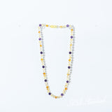 Two Tone Amber + Amethyst Adult Necklace