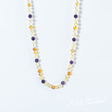 Two Tone Amber + Amethyst Adult Necklace