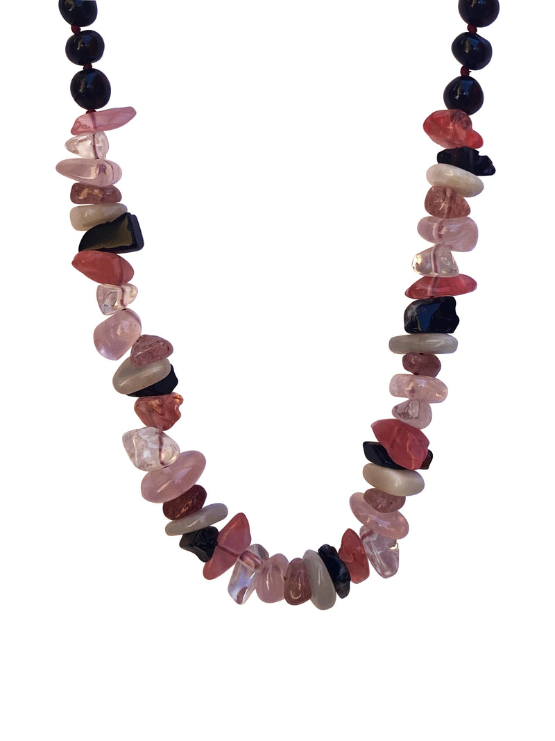 Amber + Pink Chips Adult Necklace